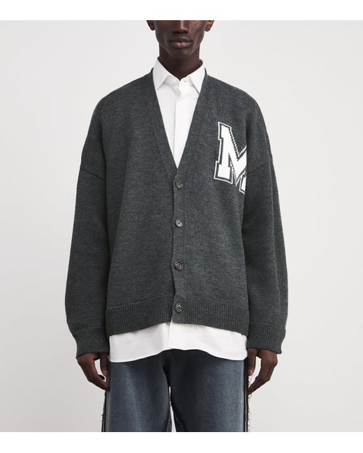 MM6 by Maison Margiela Black Wool Varsity Cardigan for men