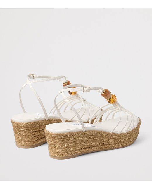 Jimmy Choo White Lemi 50 Leather Wedge Sandals