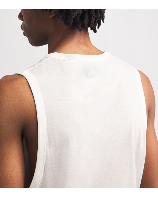 AMI White Cotton Ami De Coeur Tank Top for men
