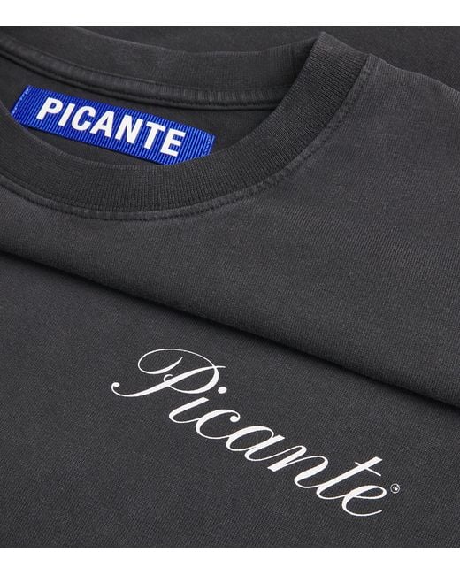 Picante Black Organic Cotton Tailor Logo T-Shirt for men