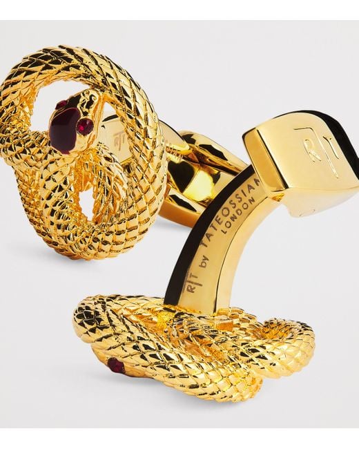 Tateossian Metallic Plated Enamel-Detail Viper Cufflinks for men