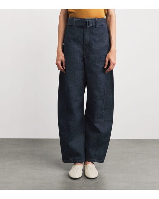 Lemaire Blue Twisted Belted Jeans