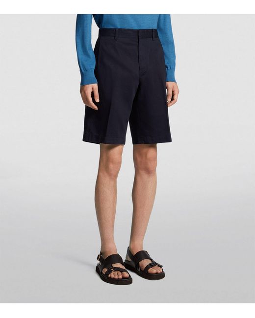 Zegna Blue Cotton-linen Summer Chino Shorts for men