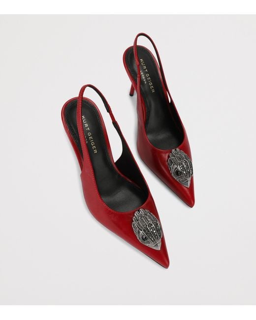 Kurt Geiger Red Leather Belsize Eagle Slingback Heels