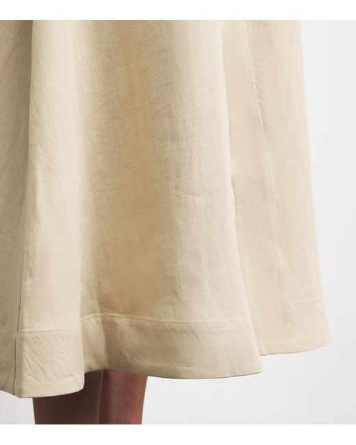 LeKasha Natural Linen Raqi Crossover Midi Skirt
