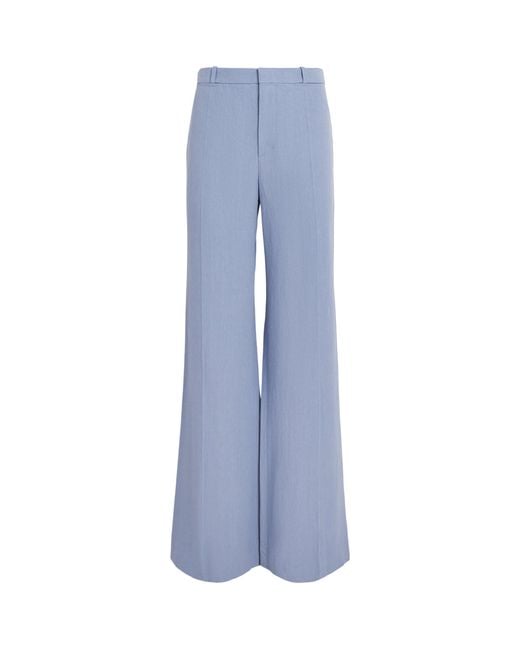 Chloé Blue Linen Flared Trousers