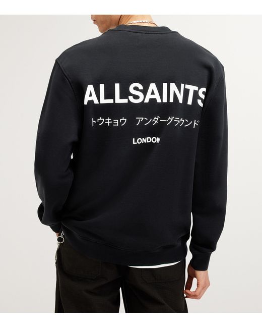 AllSaints Black Cotton Underground Sweatshirt for men