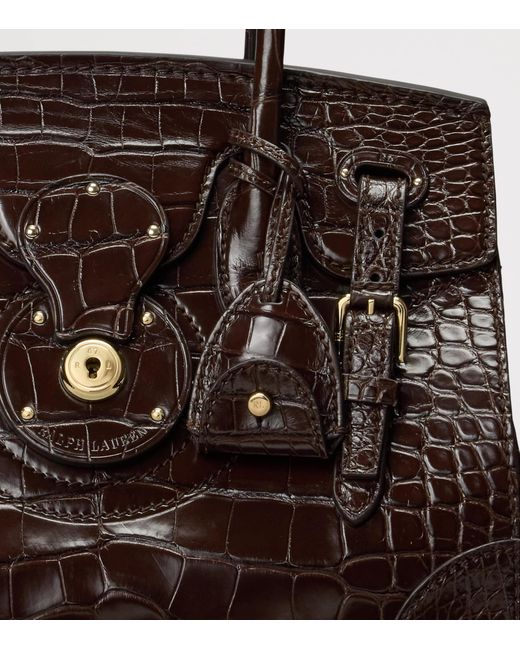Ralph Lauren Brown Alligator Leather Ricky 27 Top-Handle Bag