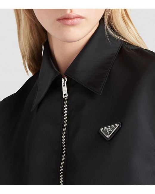 Prada Blue Crop Collared Re-Nylon Jacket