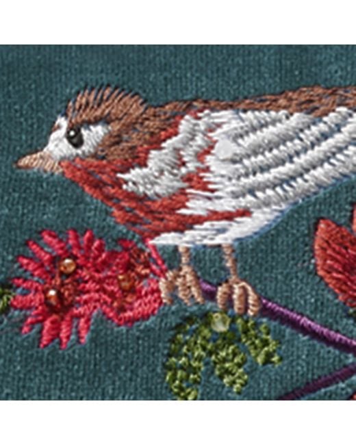 Aspinal Blue Midi Velvet Floral Embroidered Mayfair Bag