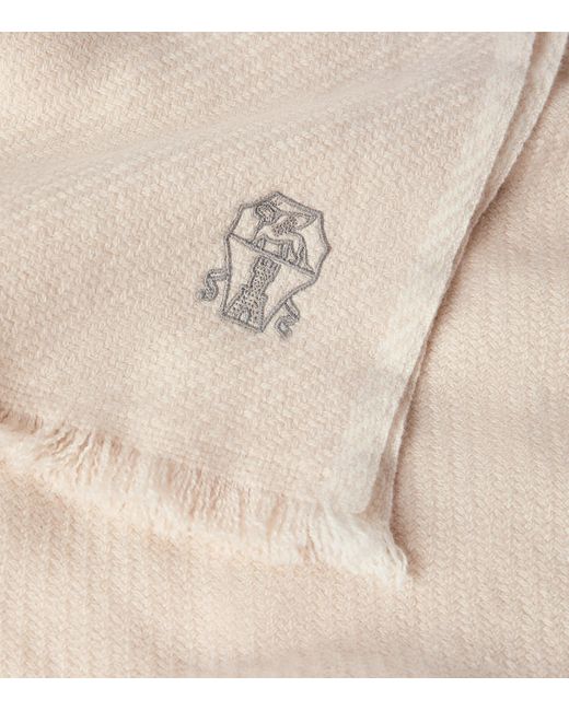 Brunello Cucinelli Natural Cashmere Embroidered Scarf for men