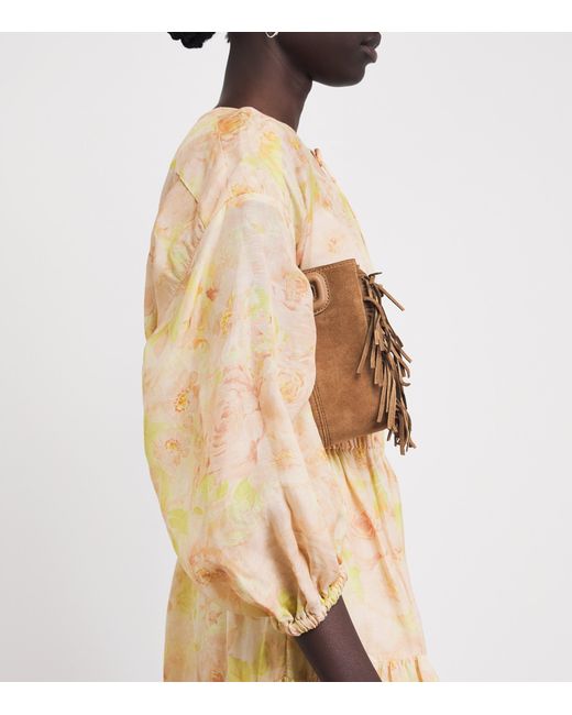 Sandro Natural Floral Print Mini Dress