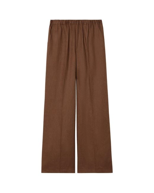 Marina Rinaldi Brown Linen Wide-Leg Trousers