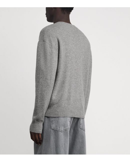 Officine Generale Gray Cashmere V-Neck Sweater for men