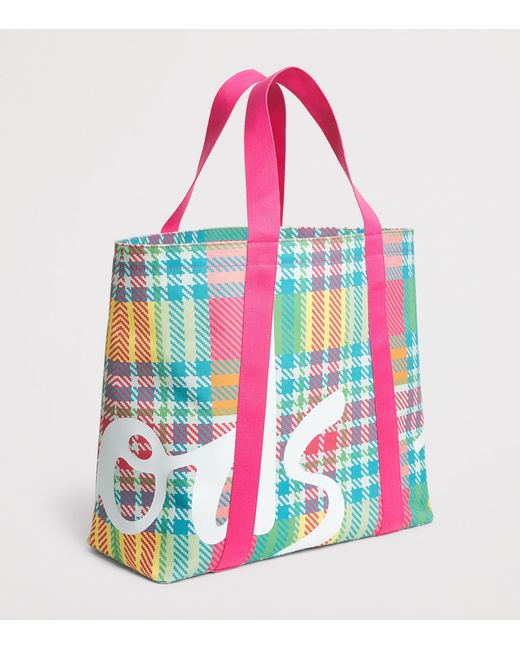Harrods Red Large Madras Check Tote Bag