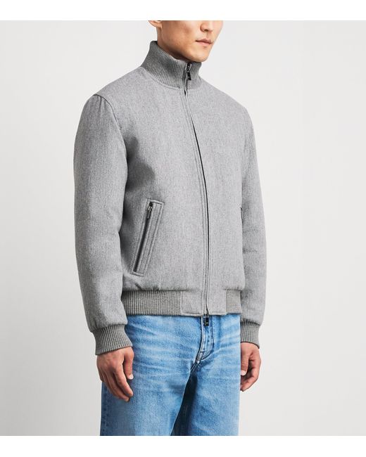 Pal Zileri Gray Wool-Blend Padded Bomber Jacket for men