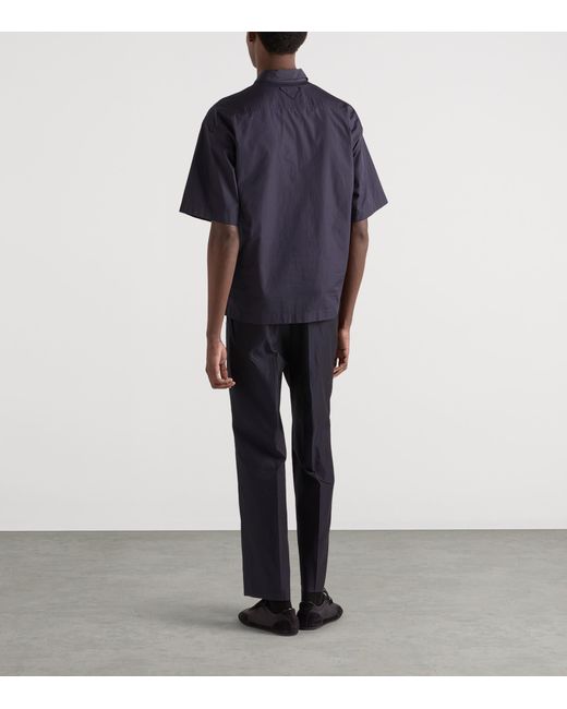 Prada Blue Cotton Bowling Shirt for men