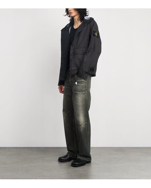 Stone Island Black Water-Resistant Nylon Jacket for men