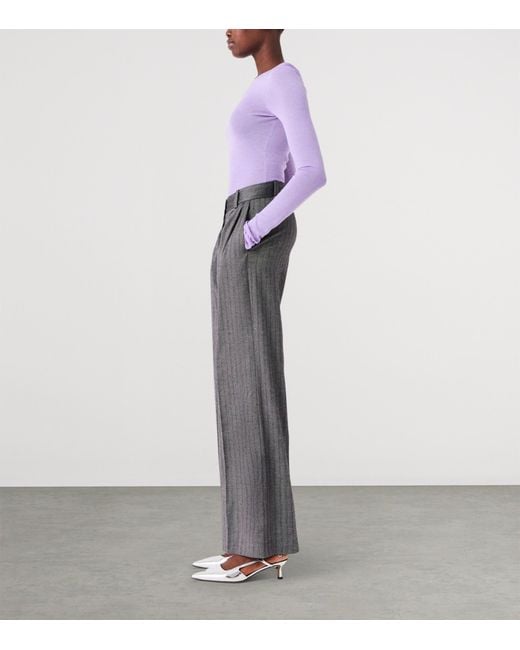Maje Purple Wool Crew-Neck Sweater