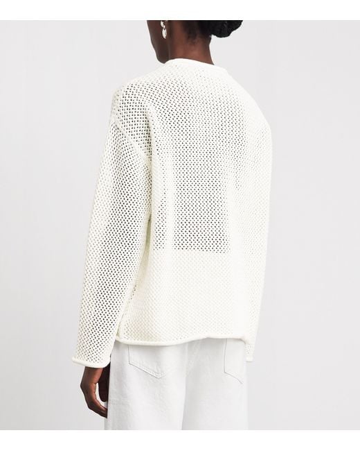 Polo Ralph Lauren White Cotton Open-Work American Flag Sweater