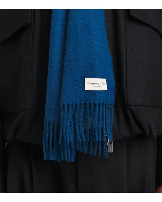 Johnstons Blue Natural Cashmere Scarf for men