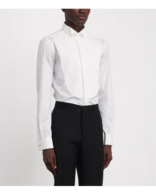 Pal Zileri White Cotton Wingtip Collar Shirt for men