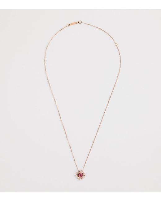 Suzanne Kalan Metallic Diamond And Sapphire Princess Flower Necklace