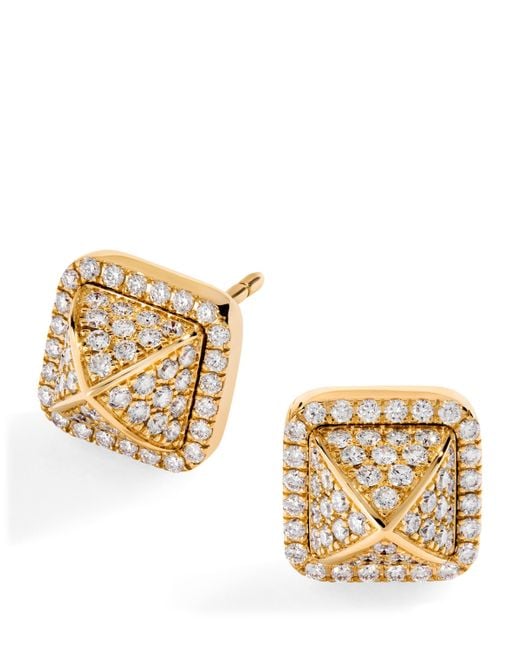 Marli New York Metallic And Diamond Cleo Pyramid Earrings