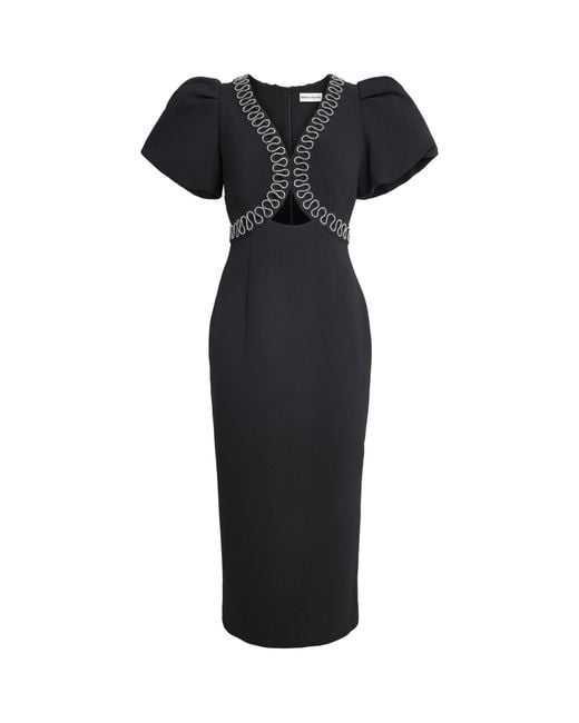 Rebecca Vallance Black Embellished Nyx Midi Dress