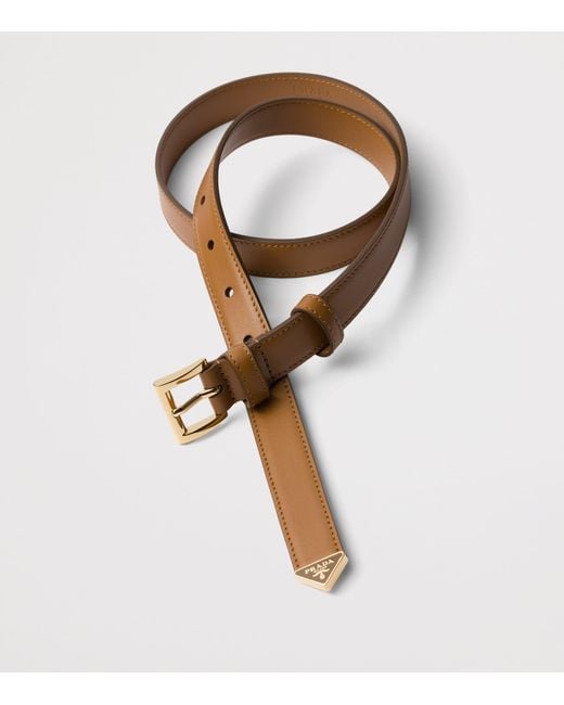 Prada Brown Leather Triangle Belt