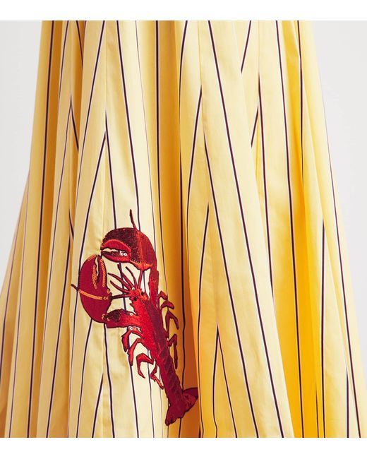Staud Yellow Stripe Wells Midi Dress