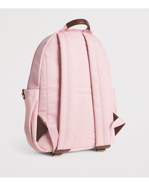 Harrods Pink Cotton Embroidered Emblem Backpack