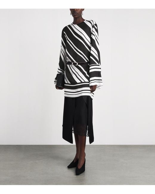 Brandon Maxwell Black Stripe Leni Mini Dress