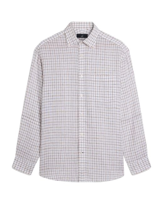 Dunhill White Linen Tattersall Check Shirt for men