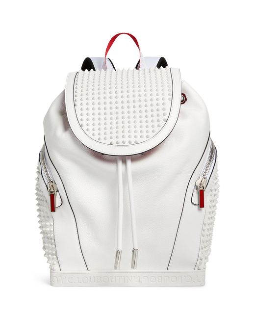 Christian Louboutin White Explorafunk Leather Backpack for men