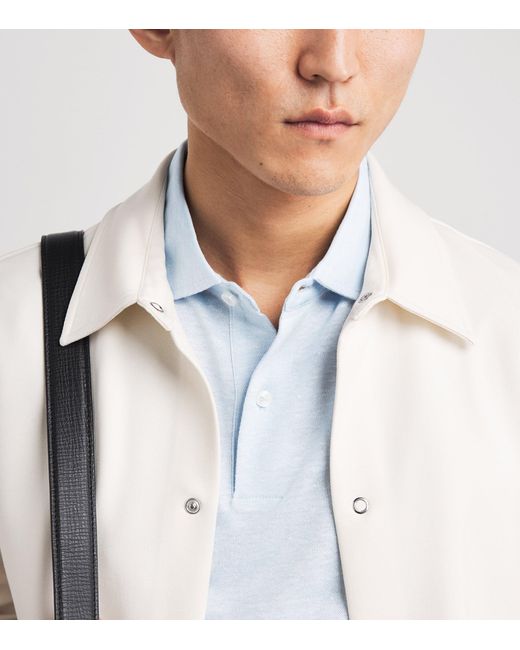 Boss Blue Linen-Cotton Polo Shirt for men