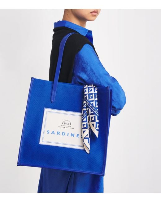 Harrods Blue Cotton Sardines Condiments Shopper Bag
