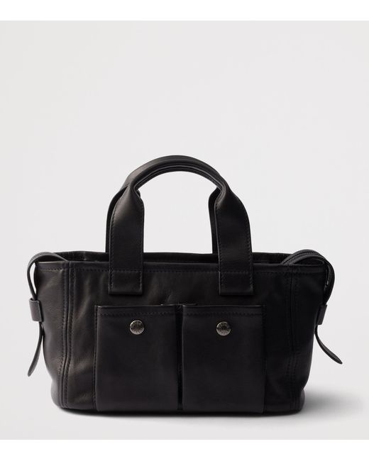 Prada Black Medium Leather Route Tote Bag