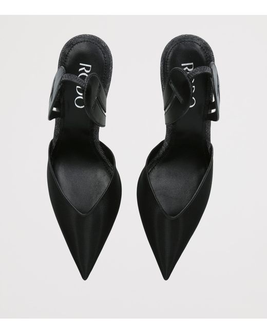 Rodo Black Mesh Aira Slingback Pumps 80