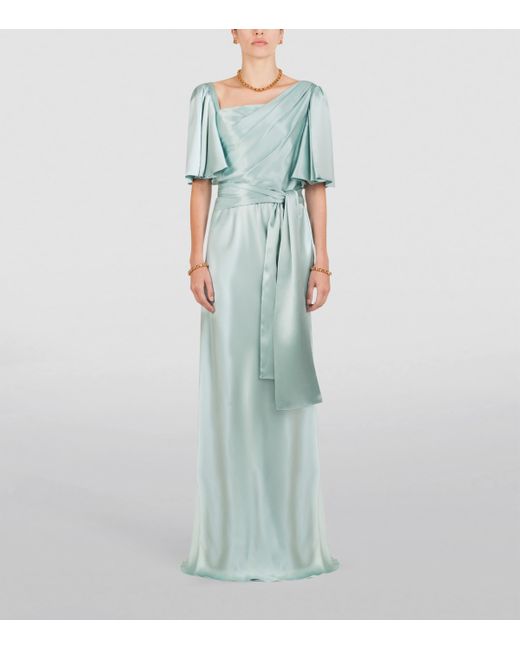 Dolce & Gabbana Blue Silk Belted Dress