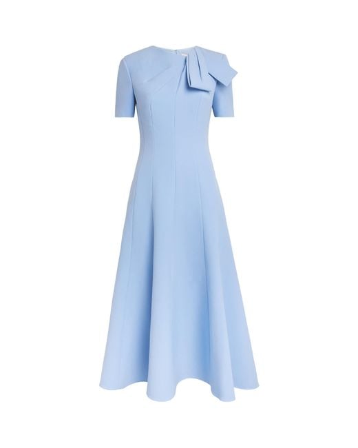 Roland Mouret Blue Crepe Bow-Detail Midi Dress