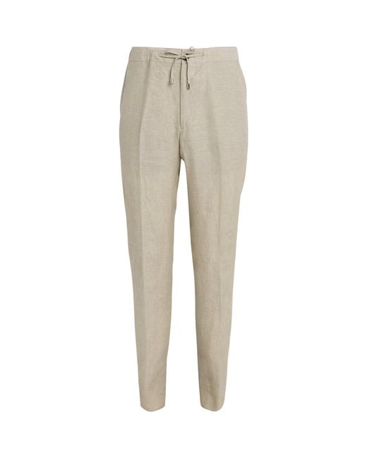 FIORONI CASHMERE Natural Linen Drawstring Trousers for men