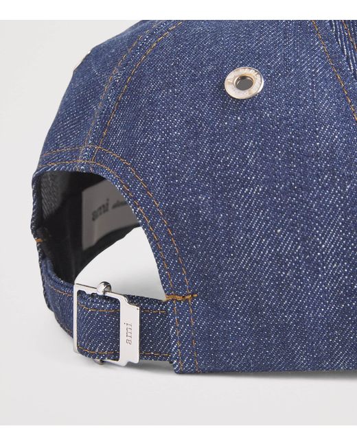 AMI Blue Denim Heritage Patch Cap for men