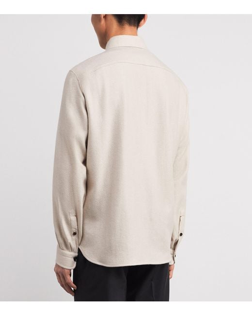 Isaia White Cashmere Overshirt for men