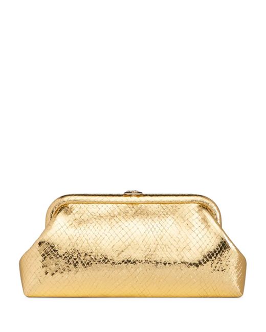 Jimmy Choo Natural Skylar Snake-Embossed Leather Clutch Bag