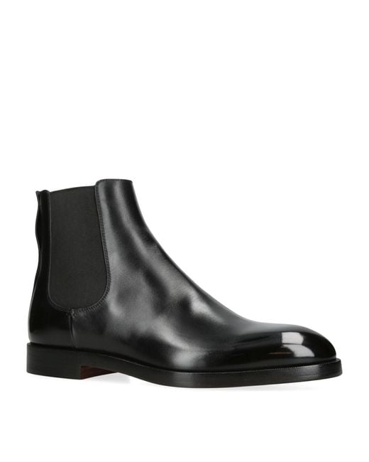 Zegna Black Leather Torino Chelsea Boots for men