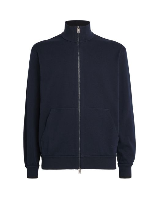 Brioni Blue Cotton-Blend Zip-Up Sweater for men
