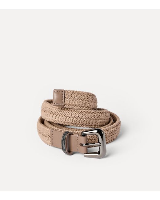 Brunello Cucinelli Natural Stretch-Cotton Braided Belt