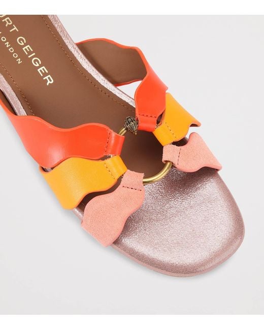 Kurt Geiger Orange Leather Sun Wave Sandals