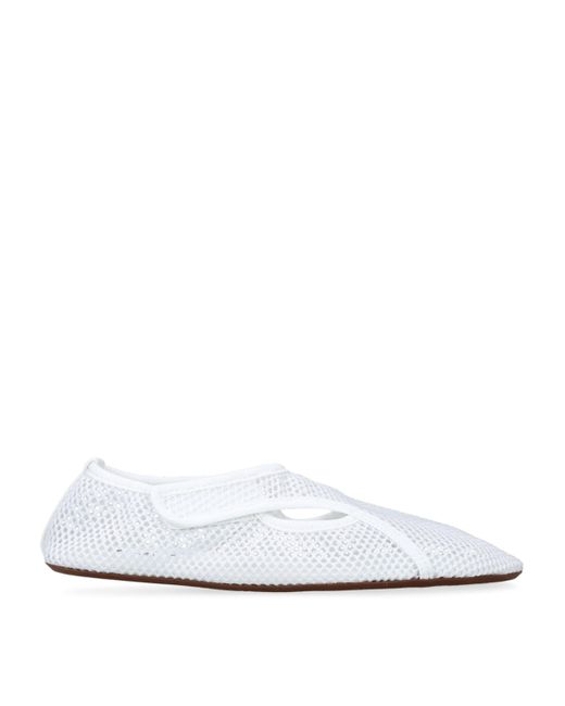 Alaïa White Mesh Ballet Flats